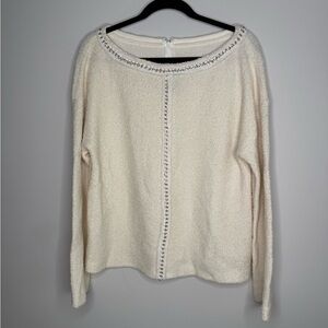 St. John Couture women's cream sweater with chain-like & ribbon trim
